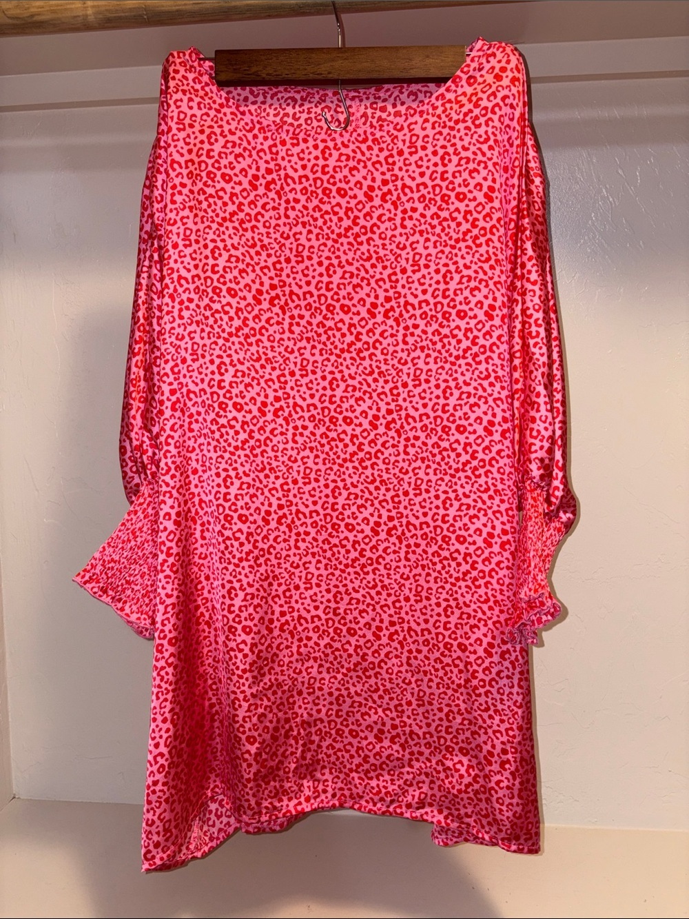 Pink Leopard Print Satin Blouse